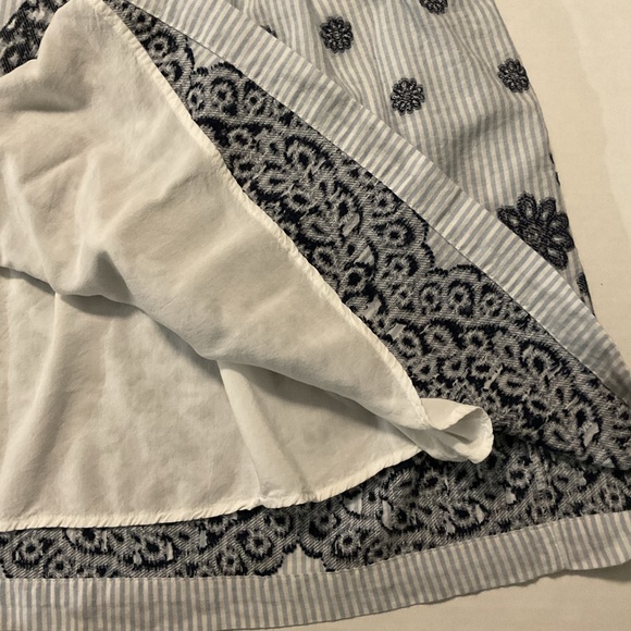 Maeve Savoy Button-Down Midi Dress Floral Print White and Blue Striped - Picture 7 of 10